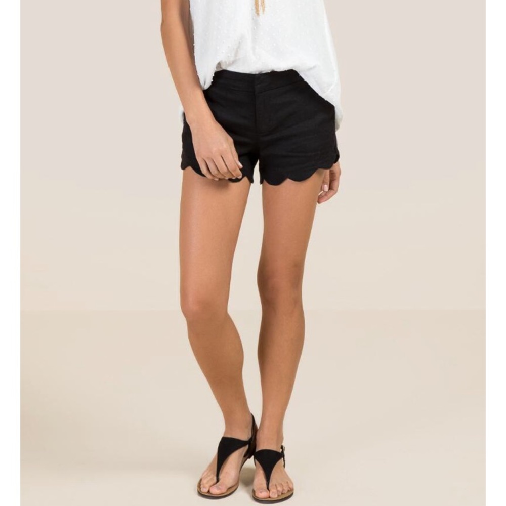 Black Scallop Trim Shorts